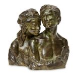 After Alfredo Pina, Italian, 1883-1966, a bronze group of two figures, mid 20th century, with cast