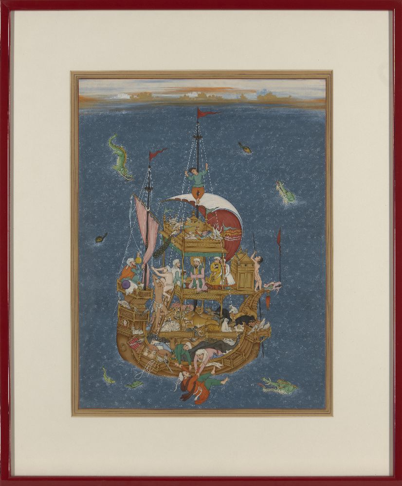 Noah's Ark by Ramesh Sharma, Jaipur, India, 20th century, extremely finely painted in gouache - Image 2 of 3