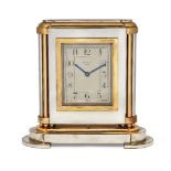 A Breguet brass and silvered desk clock, second quarter 20th century, the dial signed BREGUET