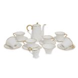 A Royal Stafford Old English Oak pattern part coffee service, comprising six cups and saucers, a