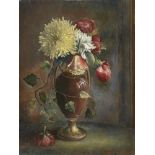 A E Cathie, British exh 1891- Flowers in a vase; oil on board, signed, 31x23.5cm (unframed) Please