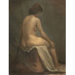 P M Andres, Hungarian, early 20th century- Female nude, seated full-length turned to the right;