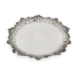 A William IV silver salver, London, c.1830, J. E. Terrey, of shaped circular form with plain base