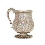 A George III silver mug, London, c.1818, J. E. Terrey & Co., of repousse baluster form with double