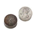 Property from a deceased's estate: Two early 18th century silver patch boxes with repousse profile