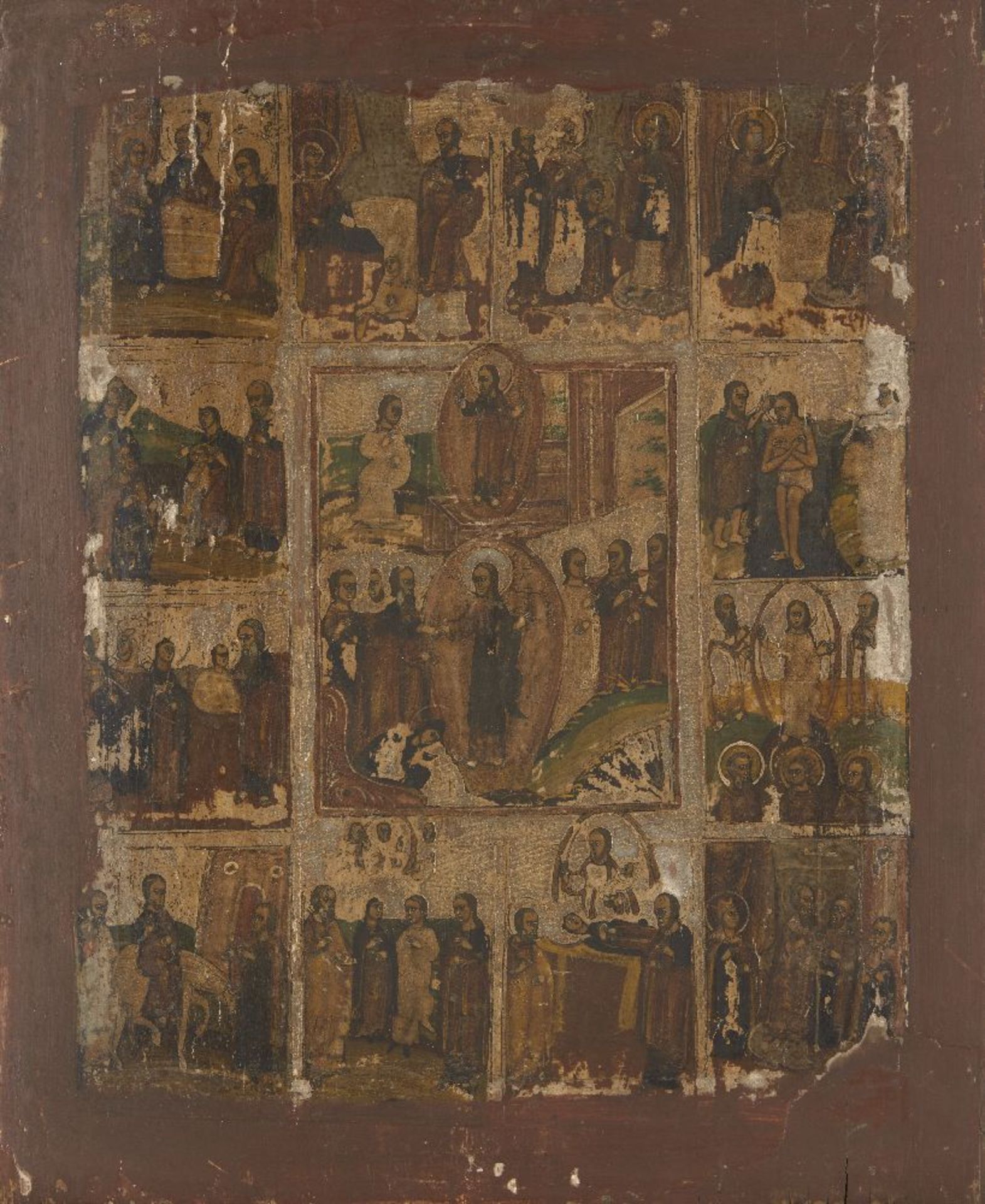 A Greek icon, 18th /19th Century, featuring the Resurrection of Christ and Harrowing of Hell to