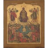 A Russian icon, late 19th/early 20th century, depicting the Virgin and Child as the Fountain of