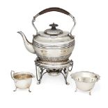 A late Victorian silver hot water kettle and stand, Sheffield, c.1898, Henry Stratford, of half-