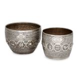 Two Victorian silver 'Zodiac' bowls, one Glasgow, c.1891, maker T.S., the larger example London, c.