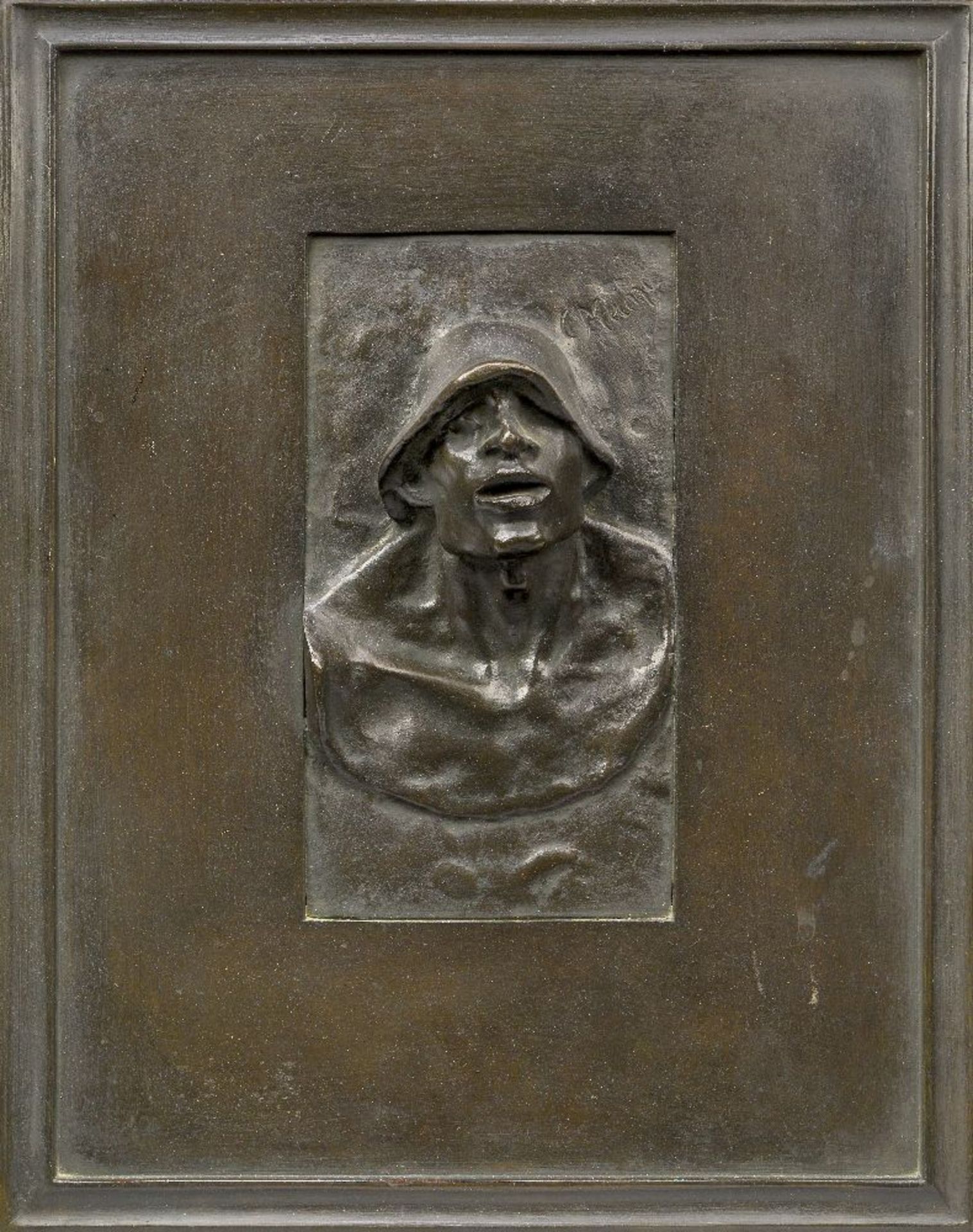 After Constantin Meunier, Belgian, 1831-1905, a bronze relief, entitled Le Puddleur, with cast