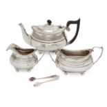 A matched silver three piece tea set by George Nathan & Ridley Hayes, the teapot and sugar Chester
