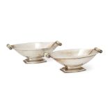 A pair of Indian colonial silver nut dishes, Calcutta, c.1900, Cooke & Kelvey, of squared elliptical