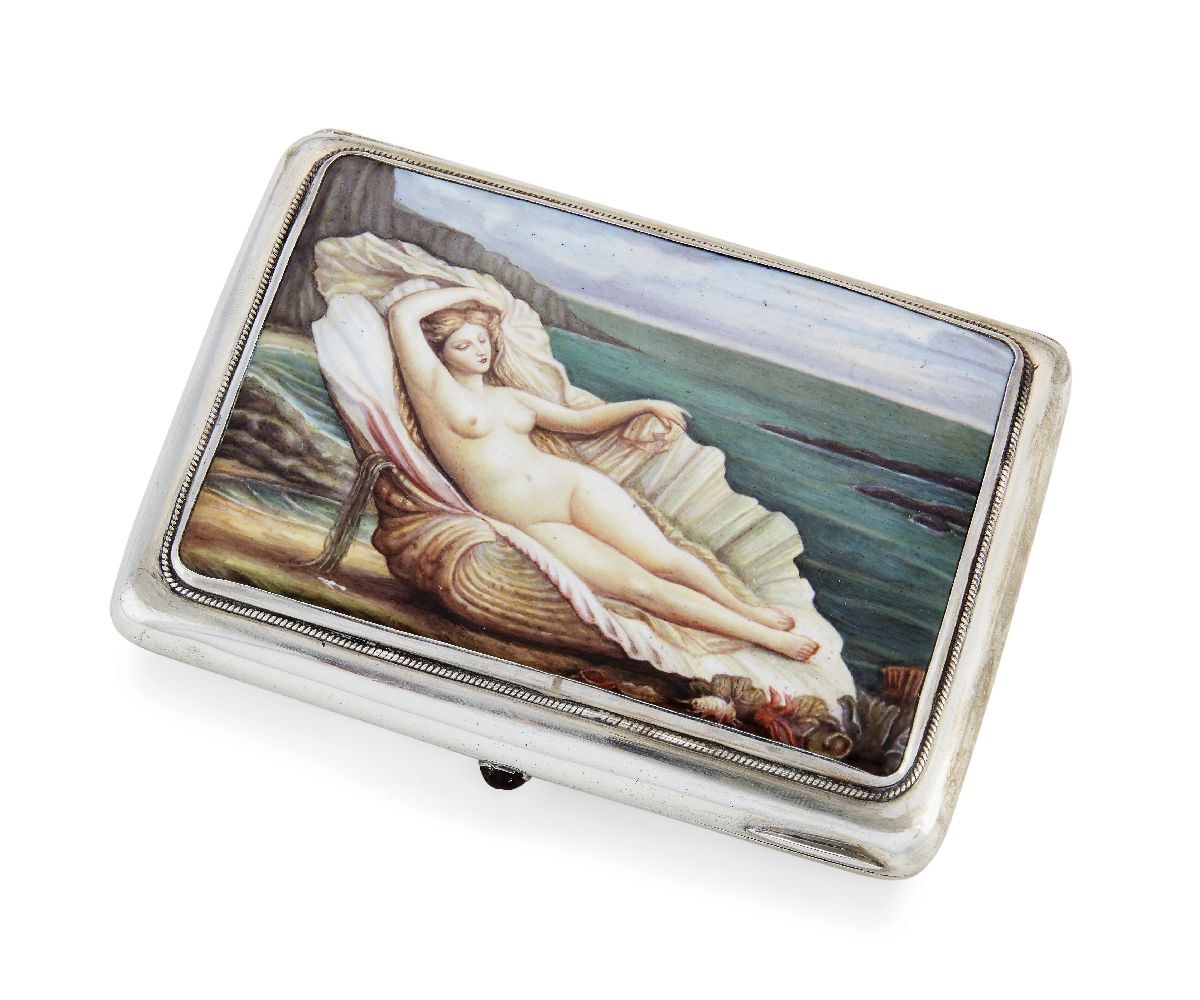 An enamelled Russian silver cigarette case, Moscow, c.1899-1908, Konstantin Skvortsov, assay