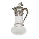 A late Victorian silver mounted glass decanter, London, c.1900, Horace Woodward & Co., the glass
