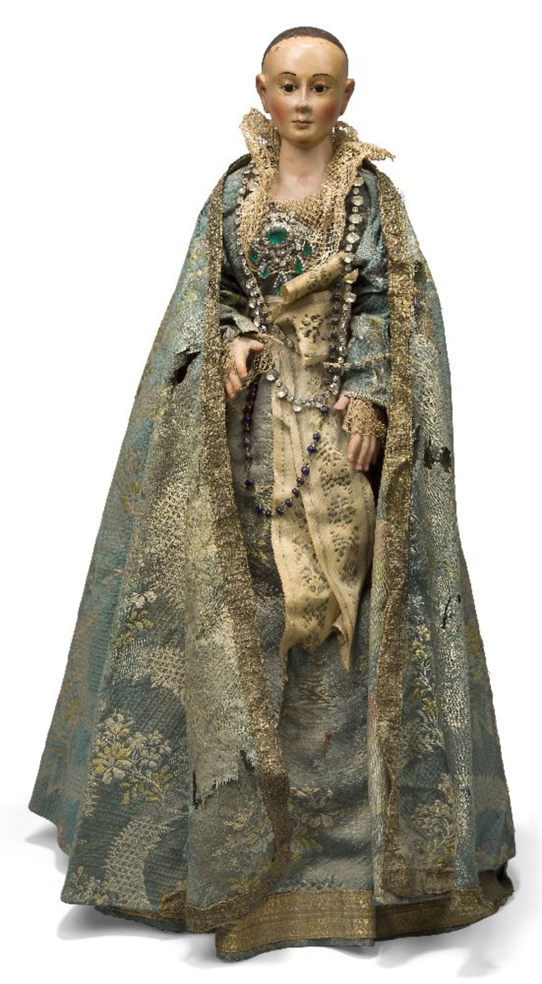 A Spanish polychromed carved wood processional figure, 18th/19th Century, the figure