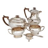 A four piece silver tea set, Sheffield, c.1960, Cooper Brothers & Sons, of panelled rectangular
