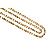 A two row reeded belcher link necklace, indistinct marks, length 52.0cm, approximate gross weight