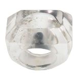 A carved rock crystal ring, ring size M Good condition, with characteristic inclusions, gross weight