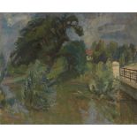 Róbert Berény, Hungarian 1887 – 1953- Zebegény, circa 1937; oil on canvas., signed lower left,