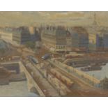 Mary Drake Coles, American 1903-1998- Le Pont St Michel Paris; oil on board, signed lower right,