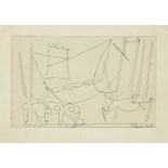 Edouard Pignon, French 1905-1993- Bateaux de pêche,1948; ink, signed and dated 1948 lower right,