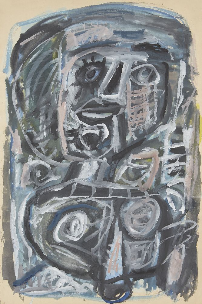 Tony Tuckson, Australian 1921-1973- Untitled, abstract face; gouache and watercolour, signed, and