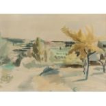 René Mels, Belgian 1909-1977- Landscape; watercolour, signed lower right, 47x62.5cm Provenance: