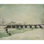 Dušan Jankovi?, Serbian/ French 1894-1950- Pont avec de la neige, 1930; oil on canvas, signed and
