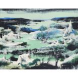 Marcel Delmotte, Belgian 1901-1984- Paysage Turquoise; oil on board, signed lower left; signed on