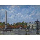 Jeanne-Marie Barbey, French 1882-1960- Place de la Concorde Paris; oil on canvasboard, signed