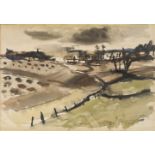 René Mels, Belgian 1909-1977- Landscape, 1943; watercolour, signed lower right; inscribed and