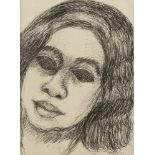 Else Meidner, German 1901-1987- Portrait of a girl, 1964; black biro, signed and dated 64, lower