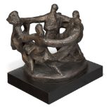 Klara Sever, American/ Czech b.1935- Brutalist Hora Dance Group, 1970; bronze sculpture on a