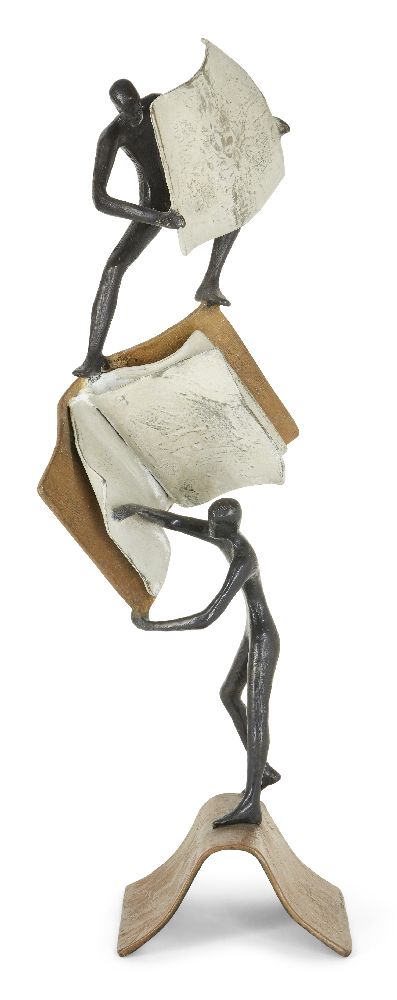 Tolla Inbar, German b.1958- Write and Read, 2005; bronze, signed, dated 2005 and numbered AP 5/8