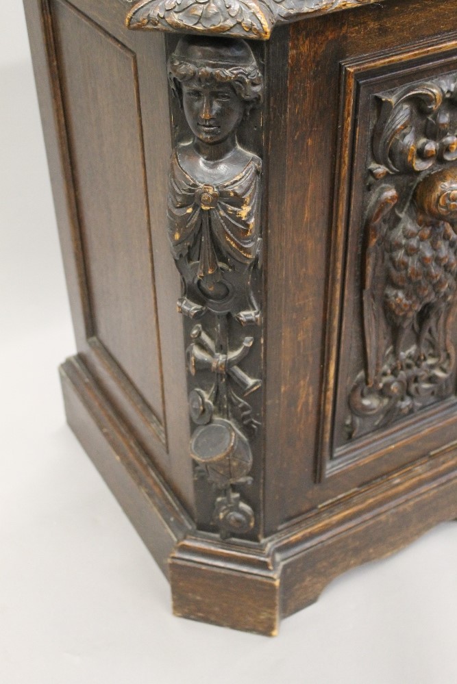 A Victorian carved oak purdonium. 132 cm high. - Image 6 of 6