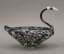 A Murano type glass swan form dish. 27 cm long.
