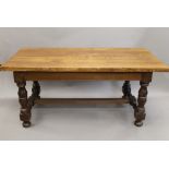 An oak topped refectory table. 180 cm long.