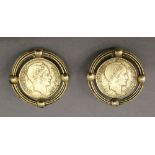 A pair of vintage earrings made out of French Francs. 3.5 cm diameter.