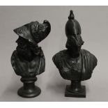 Two 19th century patinated spelter busts. The largest 26.5 cm high.