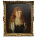 SPANISH SCHOOL (19th century), Portrait of a Red Headed Girl, oil on canvas, indistinctly signed,