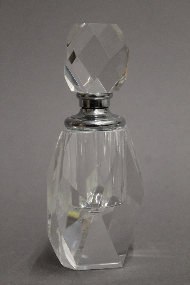 A cut glass scent bottle. 12 cm high. - Image 2 of 2