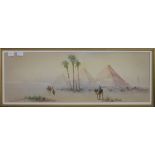 A Victorian watercolour, Egyptian Scene, indistinctly signed, inscribed to verso, framed and glazed.