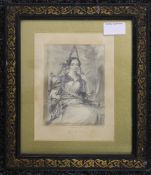 H MARTIN, a pencil drawing of a lady, dated 1845, framed and glazed. 10 x 14 cm.