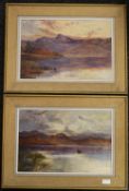 A pair of oil on boards, Loch Scenes, signed AM de Breanski, framed. 45 x 30 cm.