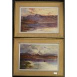 A pair of oil on boards, Loch Scenes, signed AM de Breanski, framed. 45 x 30 cm.