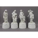 A set of four 19th century continental (possibly Meissen) blanc de chine figures depicting The Four