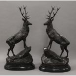 A pair of bronze stags. 74 cm high.