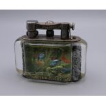 A Dunhill Aquarium table lighter. 9.5 cm wide x 7.5 cm high.