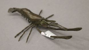 A bronze model of a crayfish. 13 cm long.