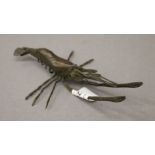 A bronze model of a crayfish. 13 cm long.